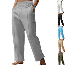 Men's Chino Pants with Side Buttons and Elastic Waistband Lisslune