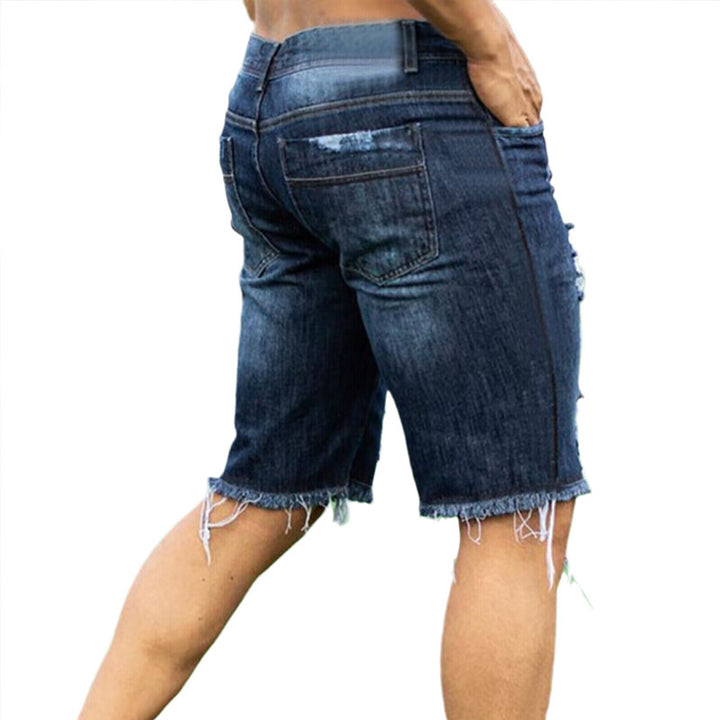 Herren Destroyed Denim-Shorts mit unregelmäßigem Saum und modischen Rissdetails Lisslune