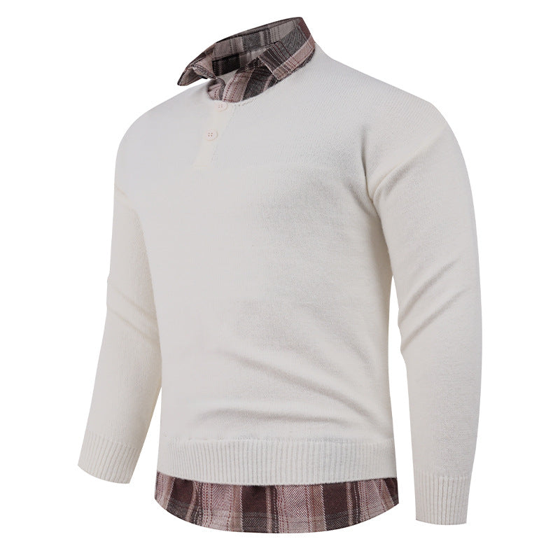 Men's sweater with integrated shirt collar and button details Lisslune