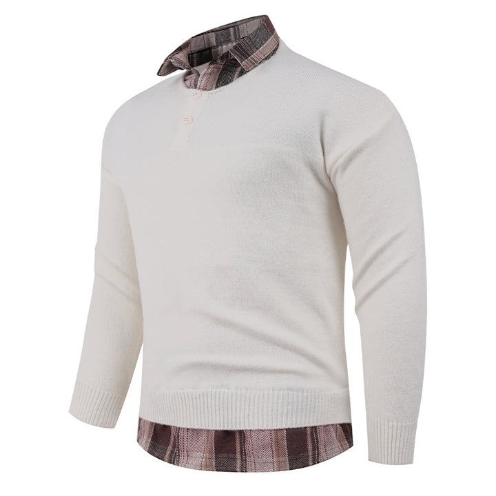 Men's sweater with integrated shirt collar and button details Lisslune
