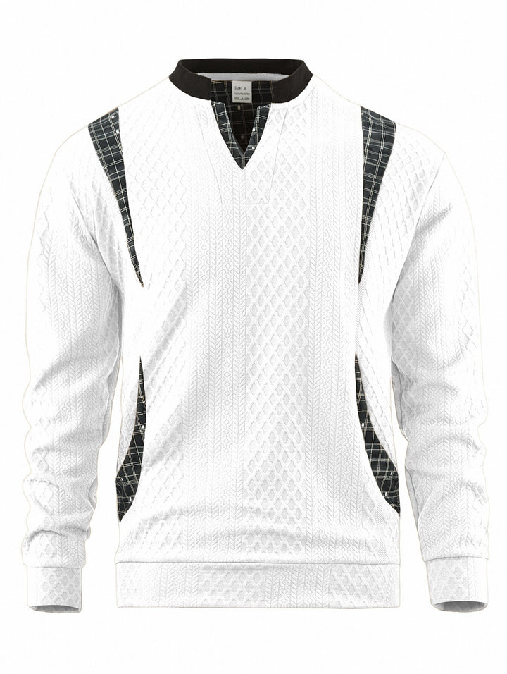 Men's knitted sweater with fashionable check elements Lisslune