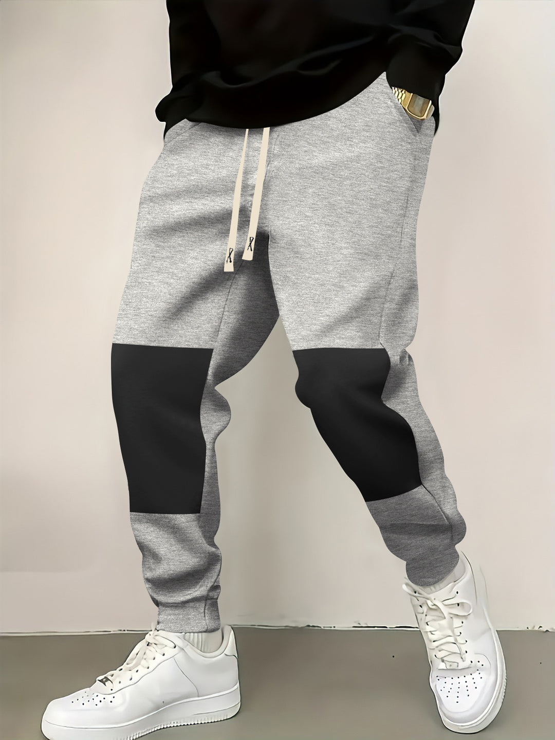 Men's elegant sports pants with modern color block elements Lisslune