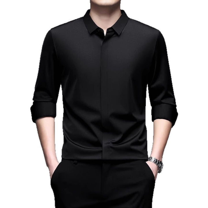 Men's Elegant Long Sleeve Shirt with Modern Cut and Breathable Surface Lisslune
