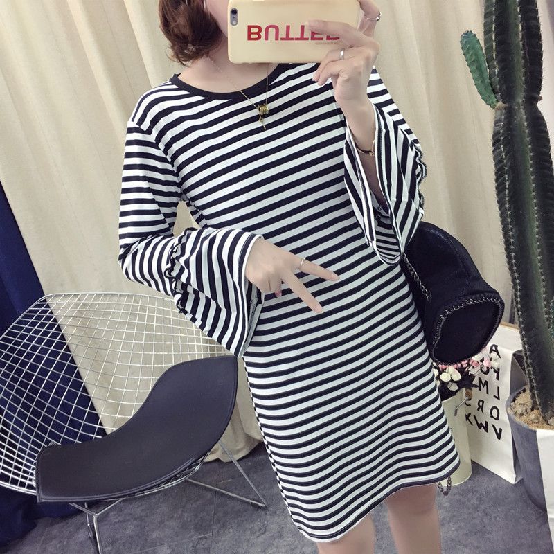 Women's striped mini dress with voluminous sleeves Lisslune