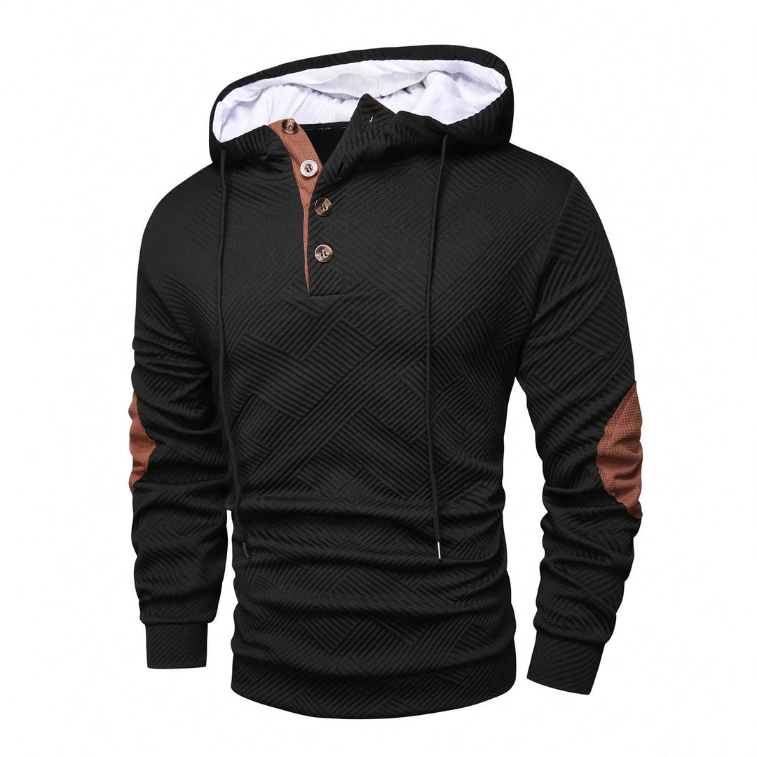 Men's sporty hooded sweatshirt with unique structural design and fashionable accents Lisslune