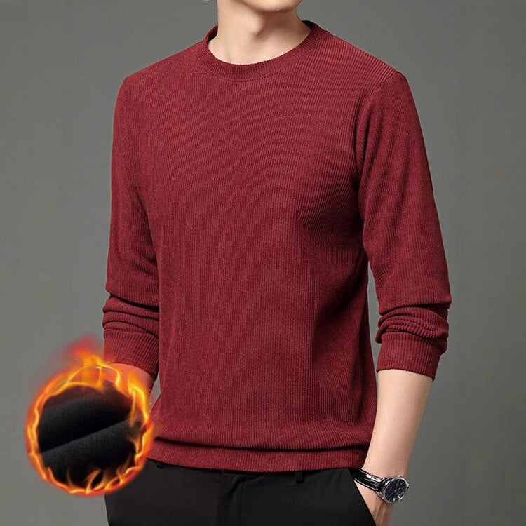 Men fine structured round neck sweater Lisslune