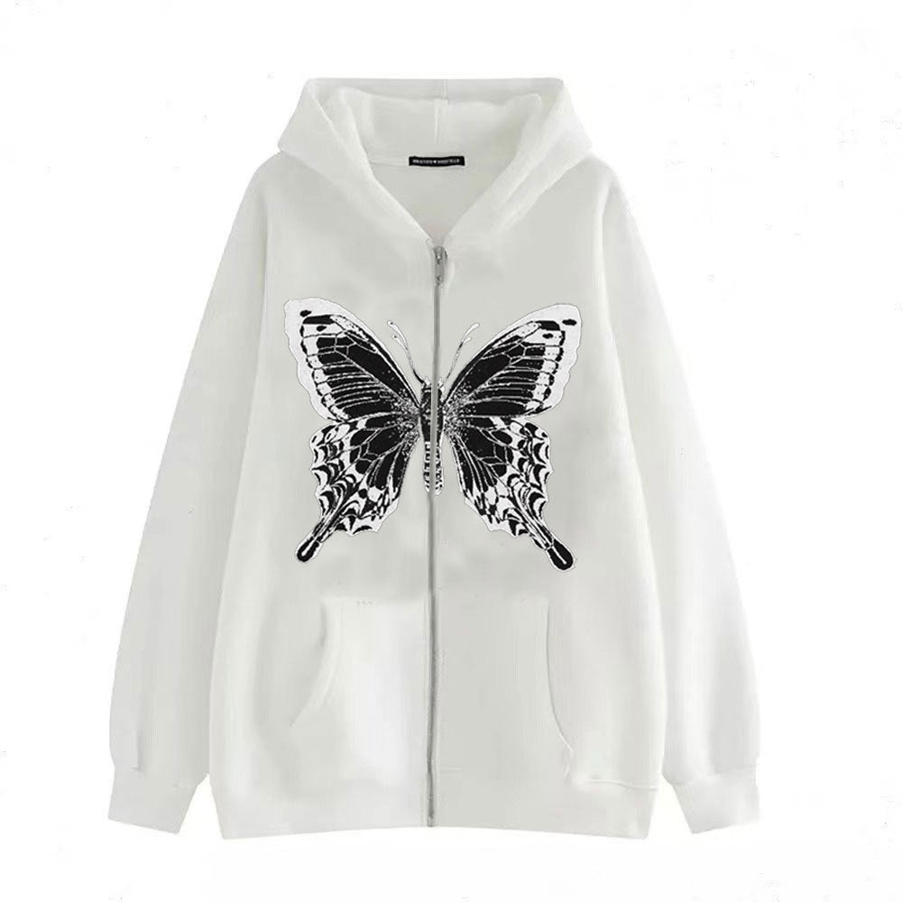 Women's zip hoodie with striking butterfly motif Lisslune