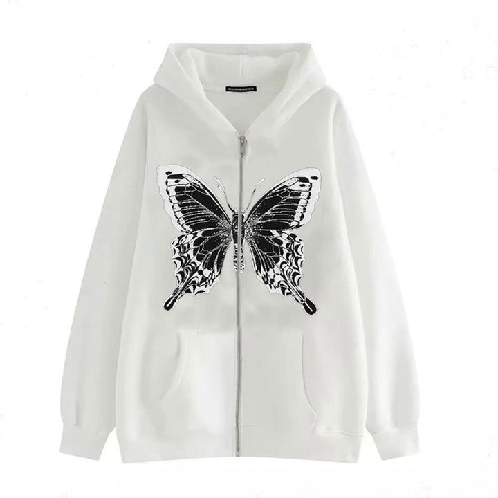 Women's zip hoodie with striking butterfly motif Lisslune