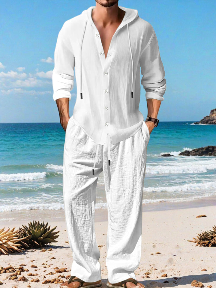 Men's casual knit suit with practical drawstring and modern collar Lisslune