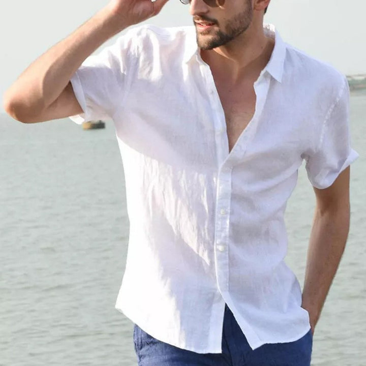 Men's Short Sleeve Shirt with Light Cotton Fabric Lisslune
