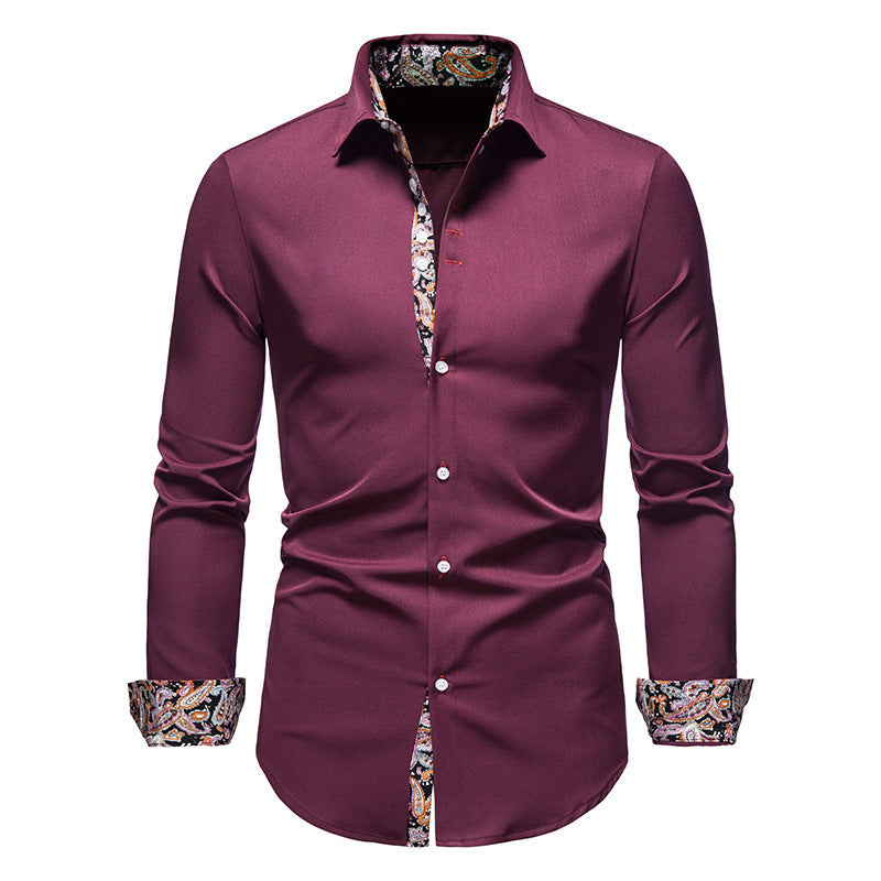 Men's long-sleeve shirt with modern paisley pattern and exclusive details Lisslune