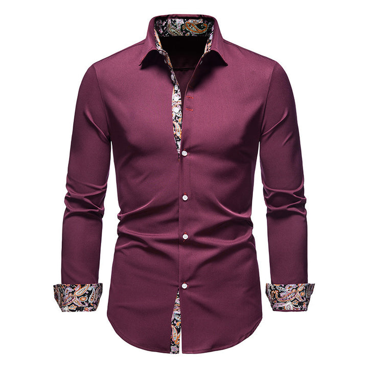 Men's long-sleeve shirt with modern paisley pattern and exclusive details Lisslune