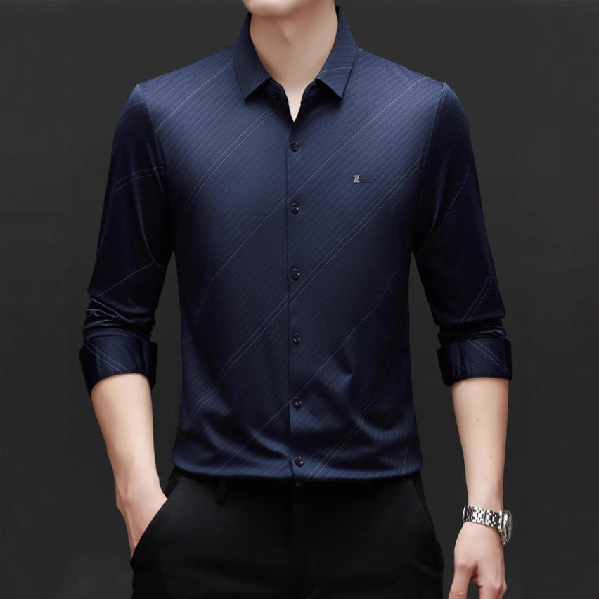 Men's finely striped long-sleeve shirt with modern cut Lisslune