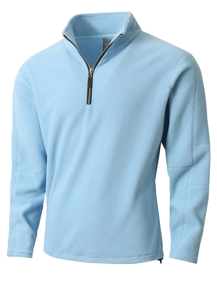 Men's fleece pullover with practical zipper elements and high collar Lisslune