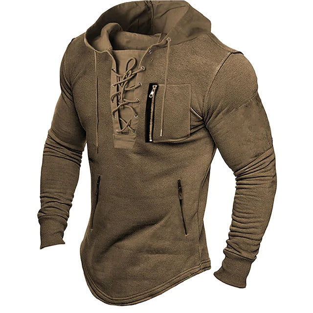 Men's stylish hoodie with unique lacing design Lisslune