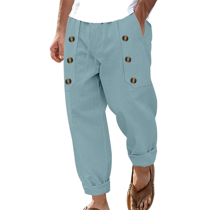 Men's lightweight and comfortable summer trousers with stylish button details Lisslune