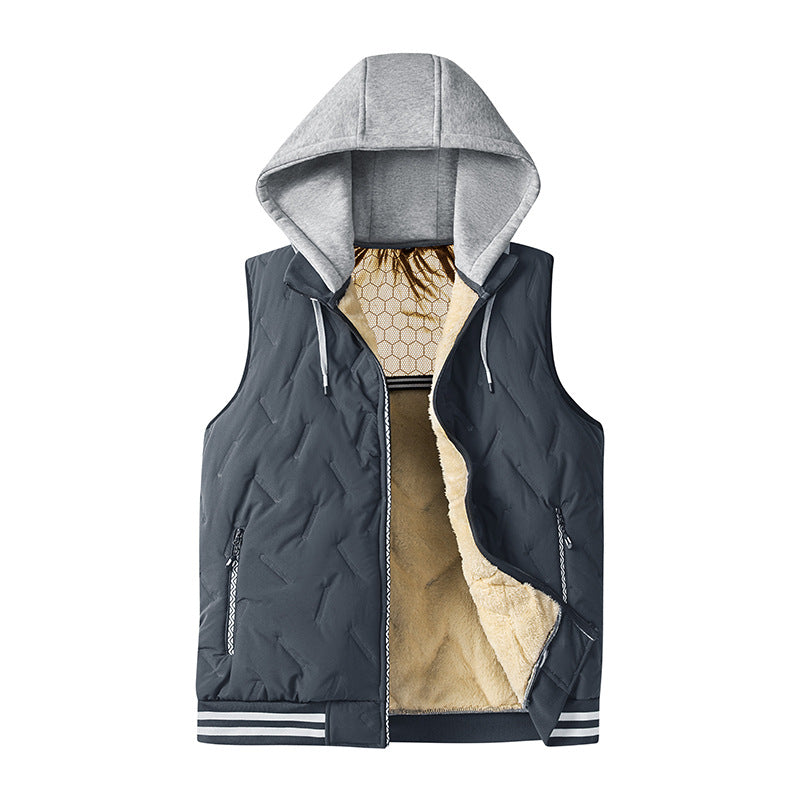 Men's padded vest with high collar and hood Lisslune