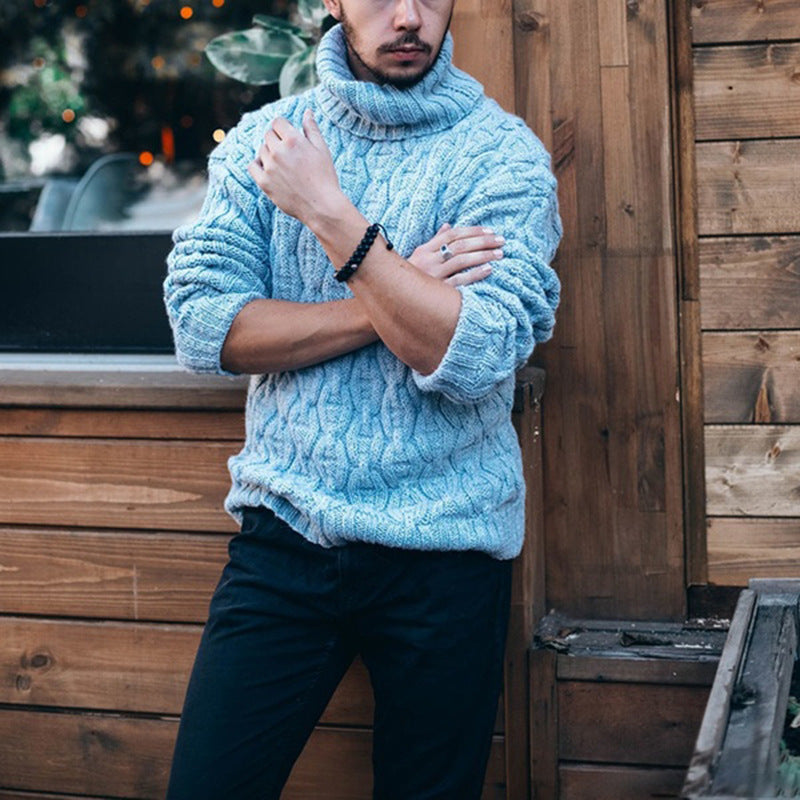 Men's chunky knit turtleneck sweater Lisslune