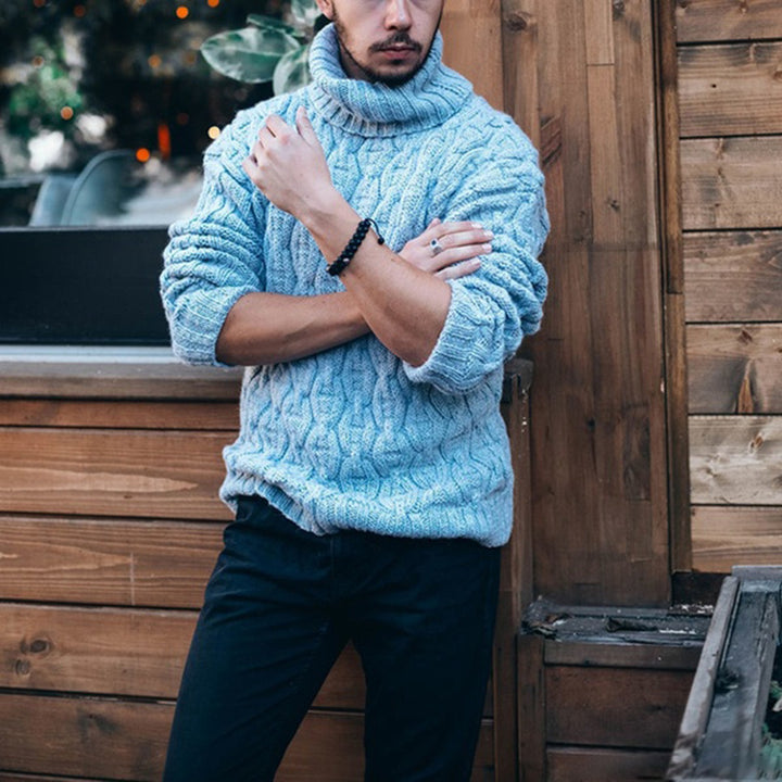 Men's chunky knit turtleneck sweater Lisslune