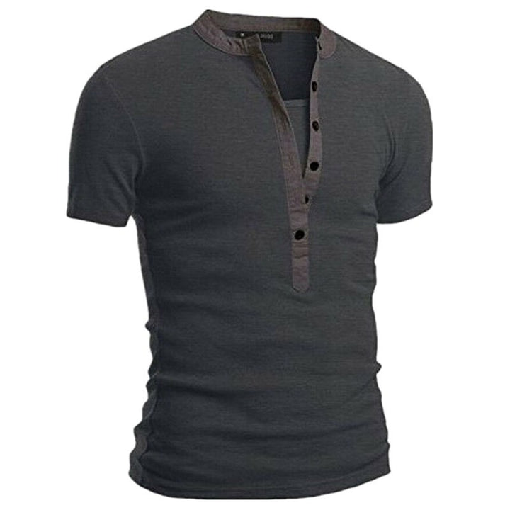 Men's Short Sleeve Shirt with Modern Buttons and Stitched Collar Lisslune