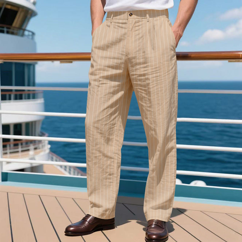 Men's elegant suit trousers with fine stripes and comfort waistband Lisslune