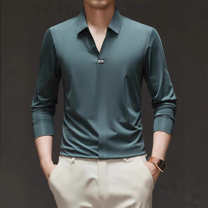 Men's Slim-Fit Long Sleeve Shirt made of high-quality functional fiber Lisslune