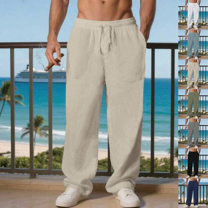 Men's leisure pants with elastic waistband and practical side pockets Lisslune