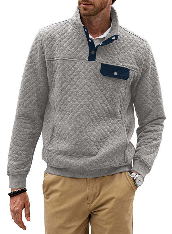 Men's quilted sweater with modern collar and chest pocket Lisslune