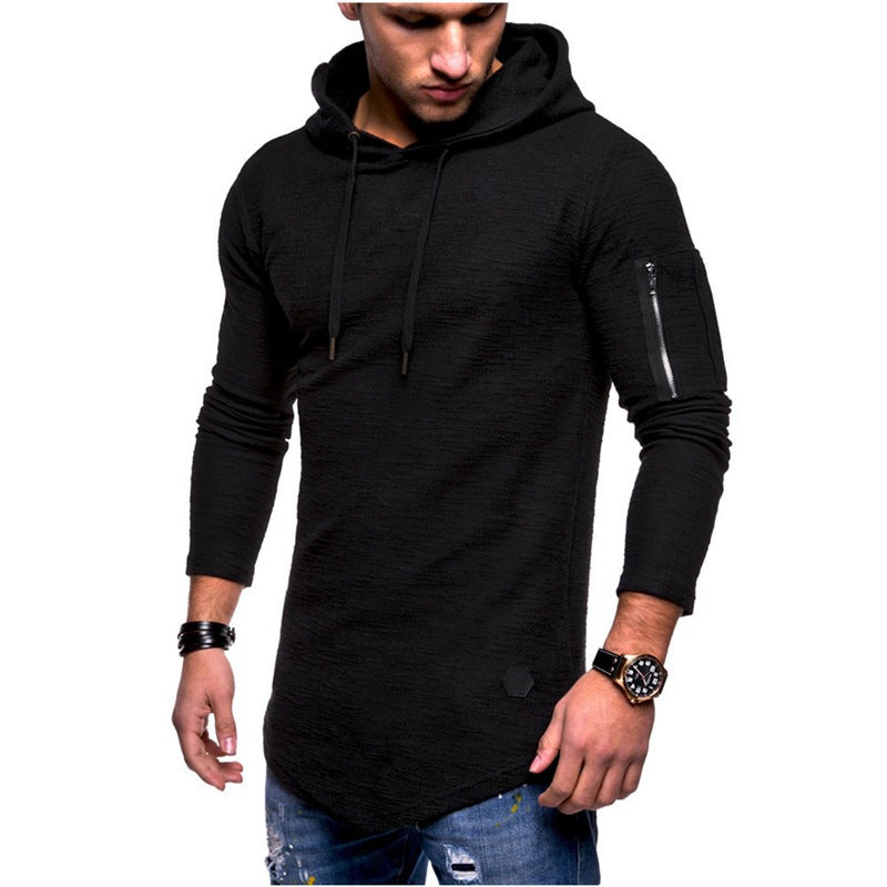 Men's hooded sweatshirt with asymmetric cut and zip pocket Lisslune