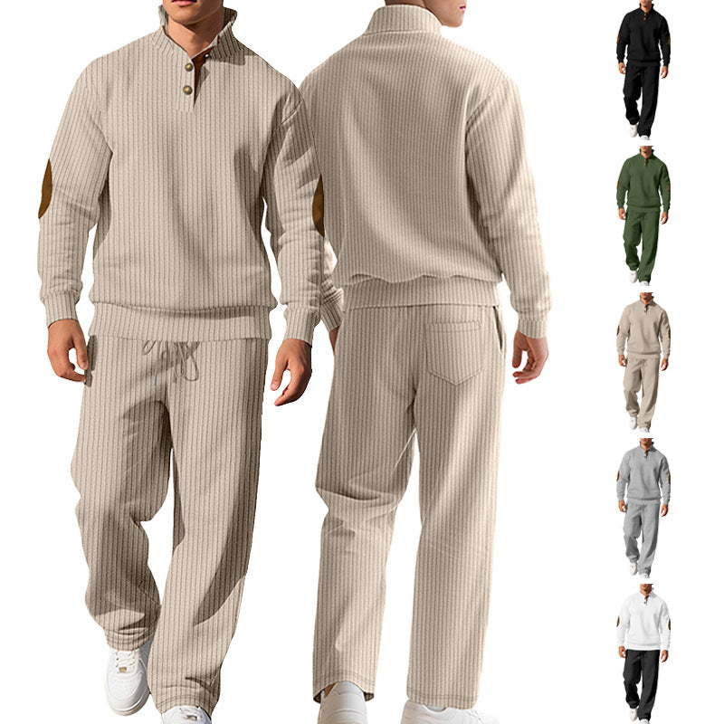 Men's sporty sweatshirt with innovative button placket design and fashionable accents Lisslune