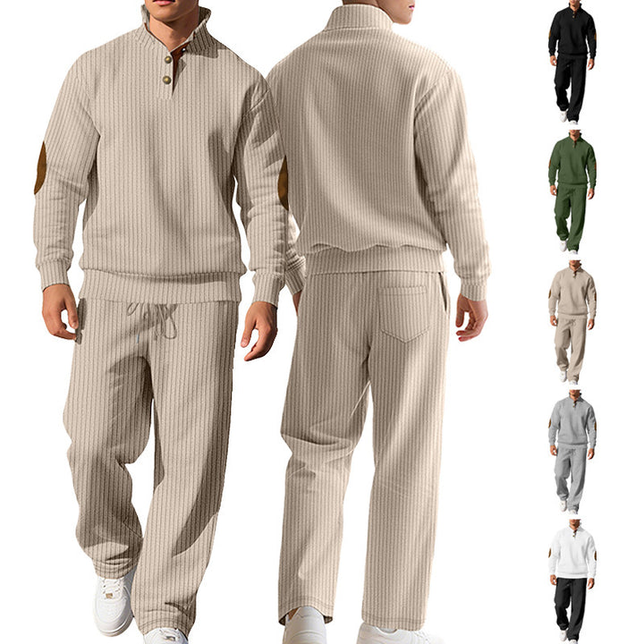 Men's sporty sweatshirt with innovative button placket design and fashionable accents Lisslune