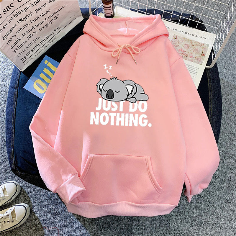 Women's hoodie with playful koala design and motivational lettering Lisslune