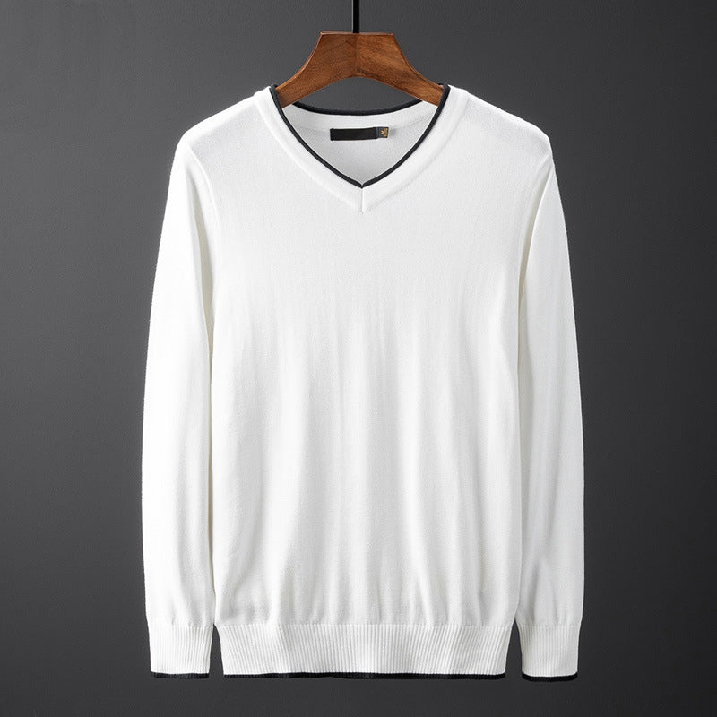 Men's V-neck Sweater with Contrasting Collar Lisslune