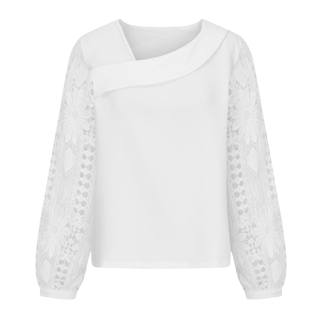 Women's blouse with floral lace sleeves and voluminous cut Lisslune