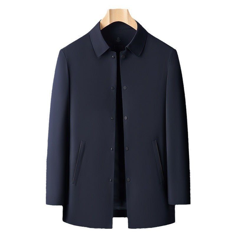Men's Stylish Overcoat with Water-Repellent Coating and Practical Pockets Lisslune
