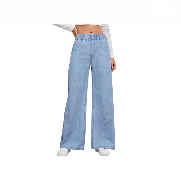 Damen weite High-Waist Jeans mit elastischem Bund und elegantem Schnitt Lisslune