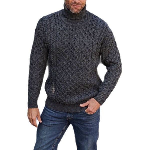 Men's knit sweater with high collar and textured pattern Lisslune