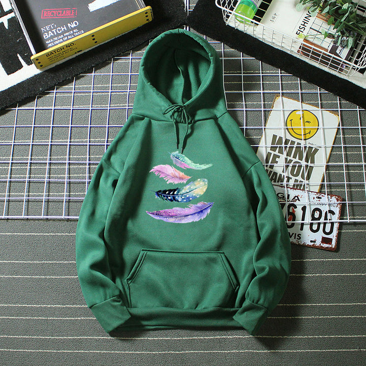 Women's hoodie with artistic feather motif Lisslune