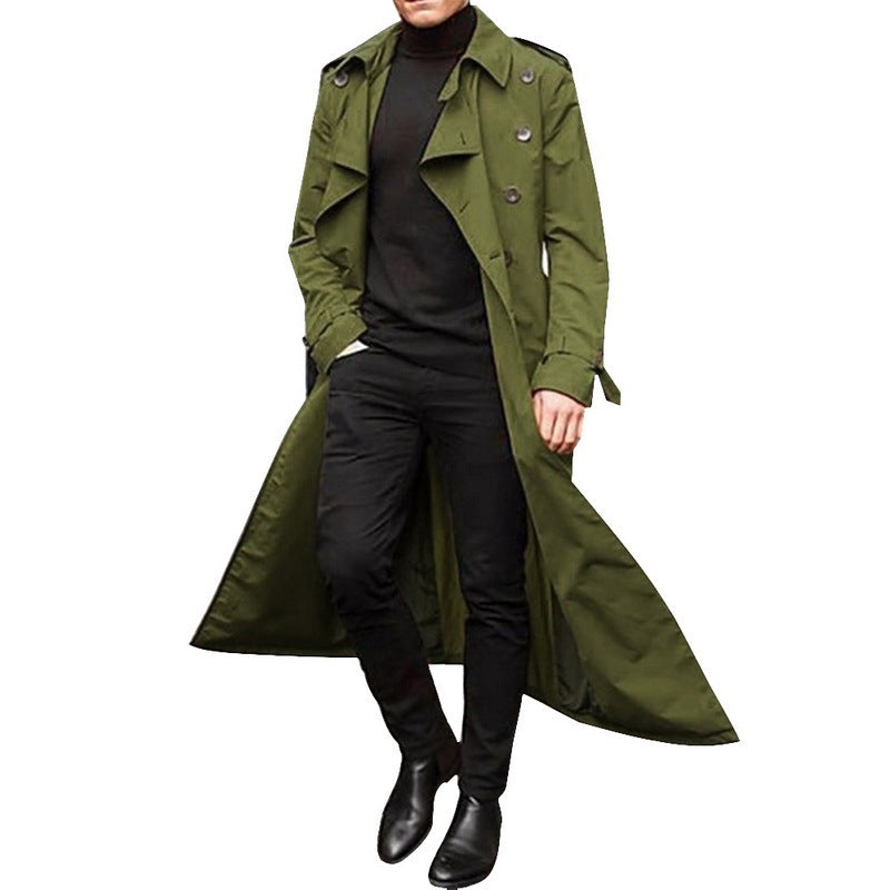 Men's elegant trench coat with deep lapels and concealed buttons Lisslune