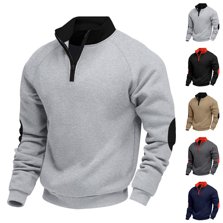 Men's sporty sweater with innovative zipper and contrast arm details Lisslune