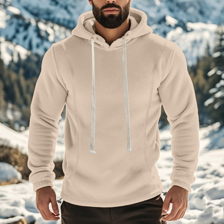 Men's Comfortable Fleece Hoodie with High Neck and Practical Kangaroo Pocket Lisslune