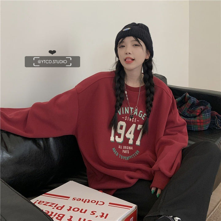 Women's Casual Oversized Sweatshirt with Vintage Print Lisslune