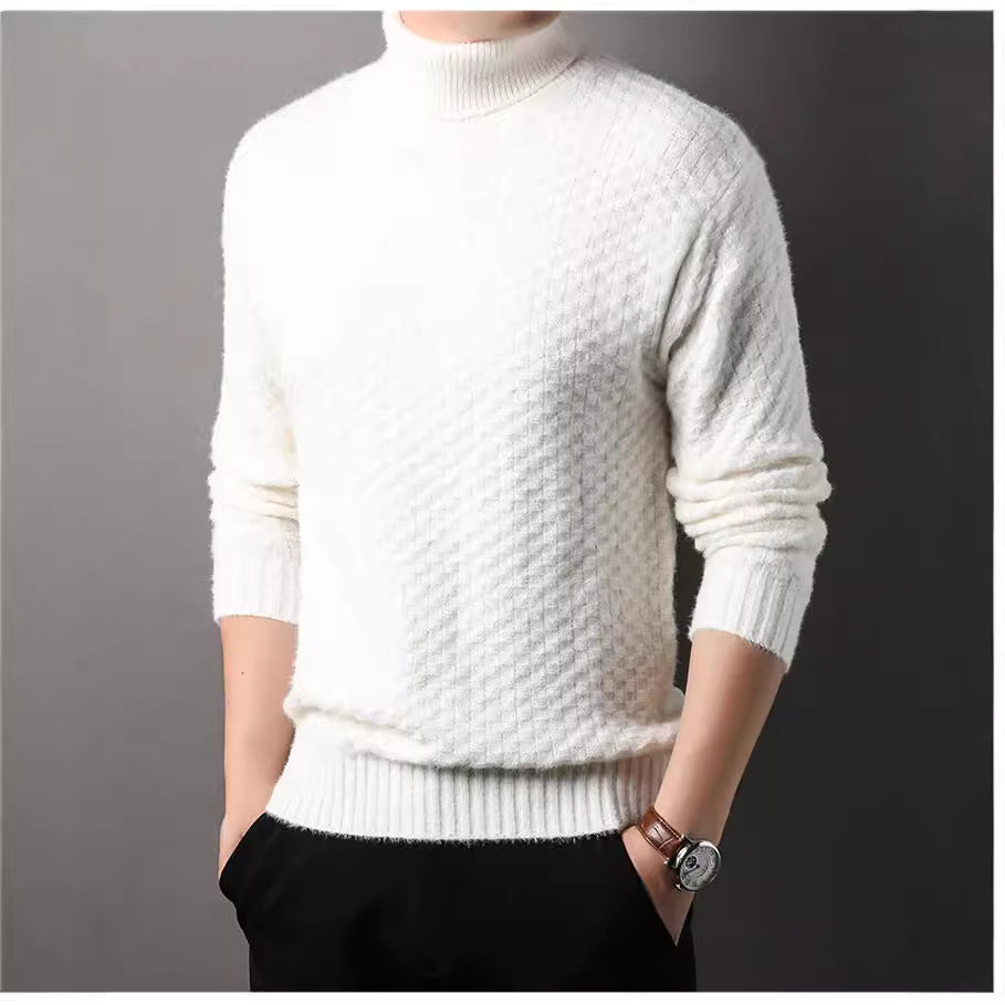 Men's knit sweater with high collar and textured design Lisslune