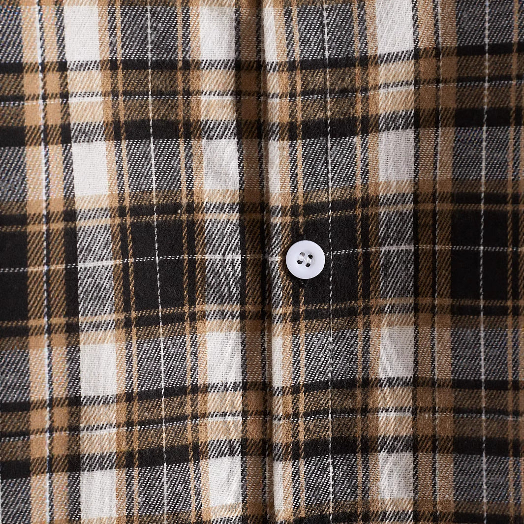 Men's Checkered Pattern Shirt with Integrated Hood Lisslune