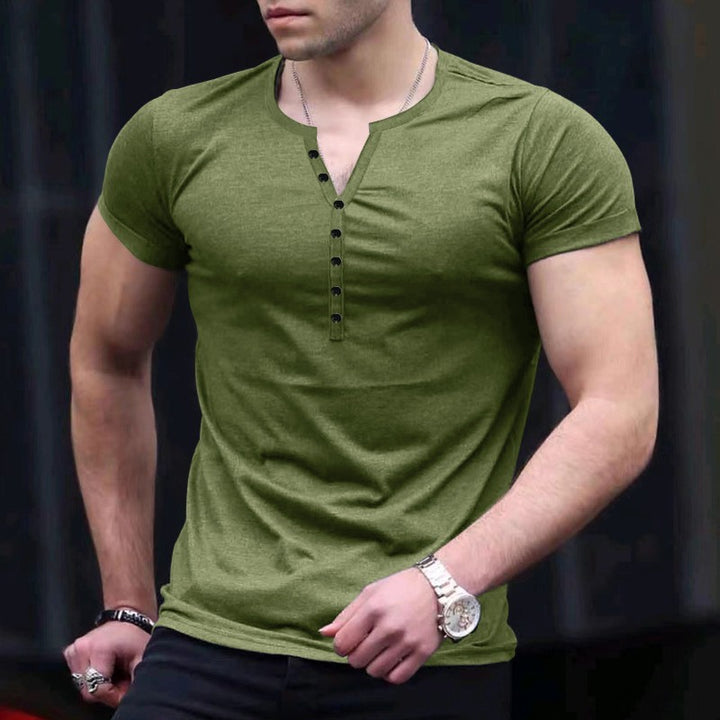 Men's Short Sleeve Shirt with Classic Collar and Fashionable Button Closure Lisslune