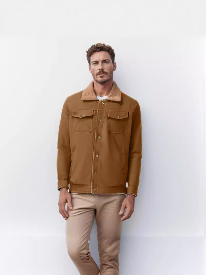 Men's casual jacket with synthetic fur collar and practical pockets Lisslune