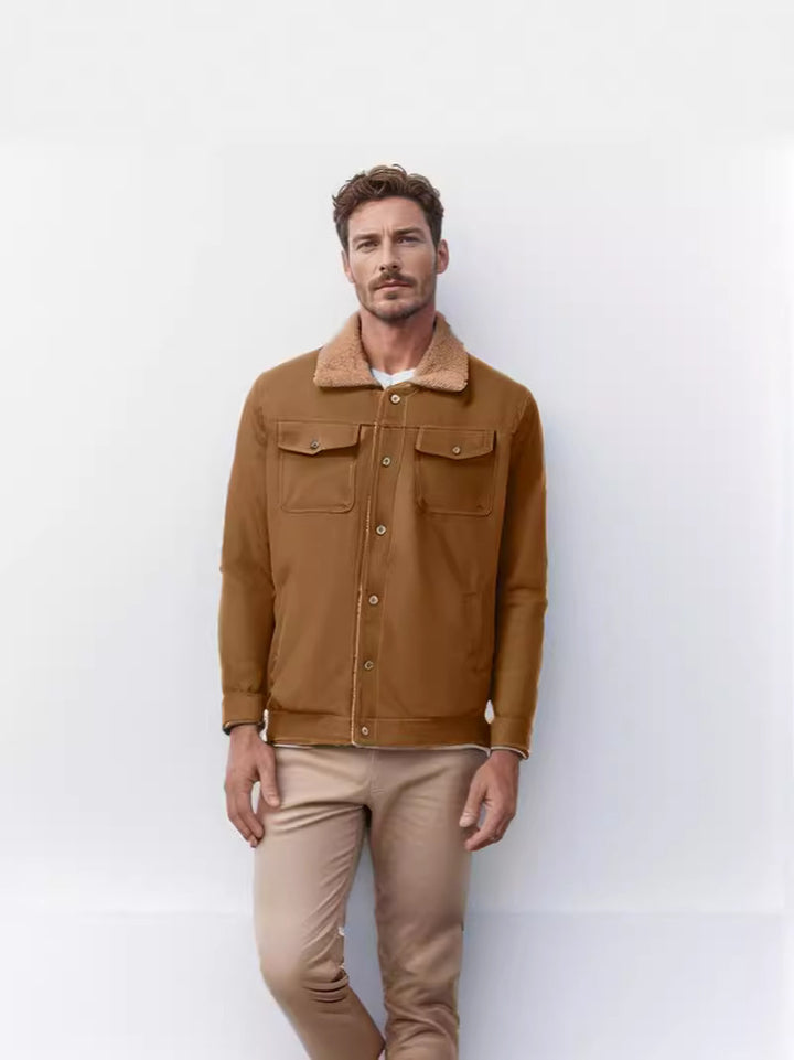 Men's casual jacket with synthetic fur collar and practical pockets Lisslune