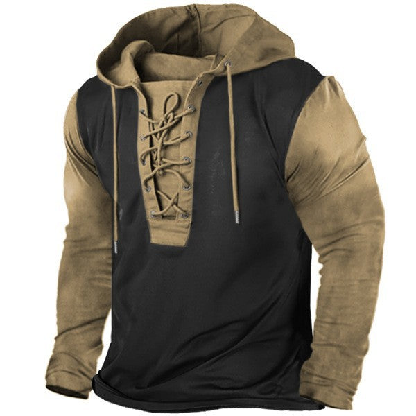 Men's hooded shirt with innovative lacing design and casual fit Lisslune