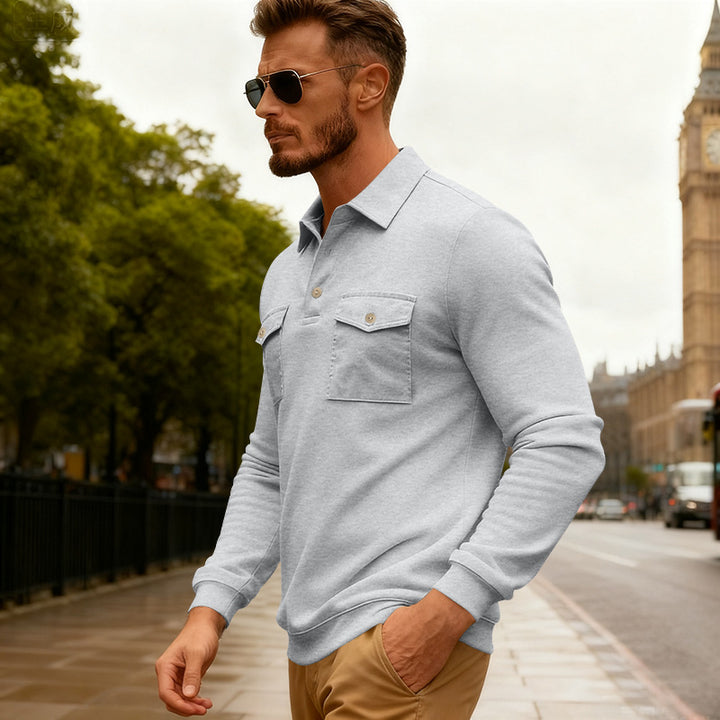 Men's elegant polo shirt with practical breast pockets and high-quality cotton blend Lisslune