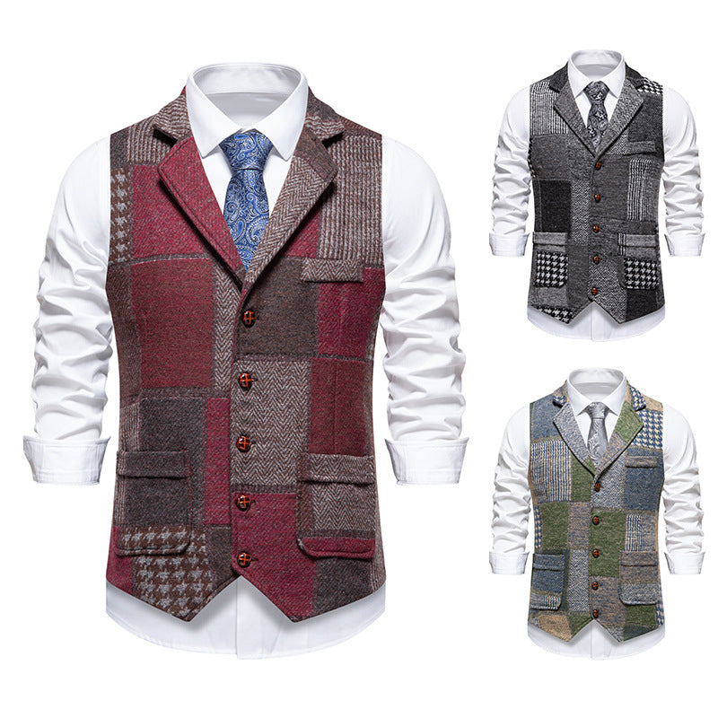 Men's elegant waistcoat in patchwork design Lisslune